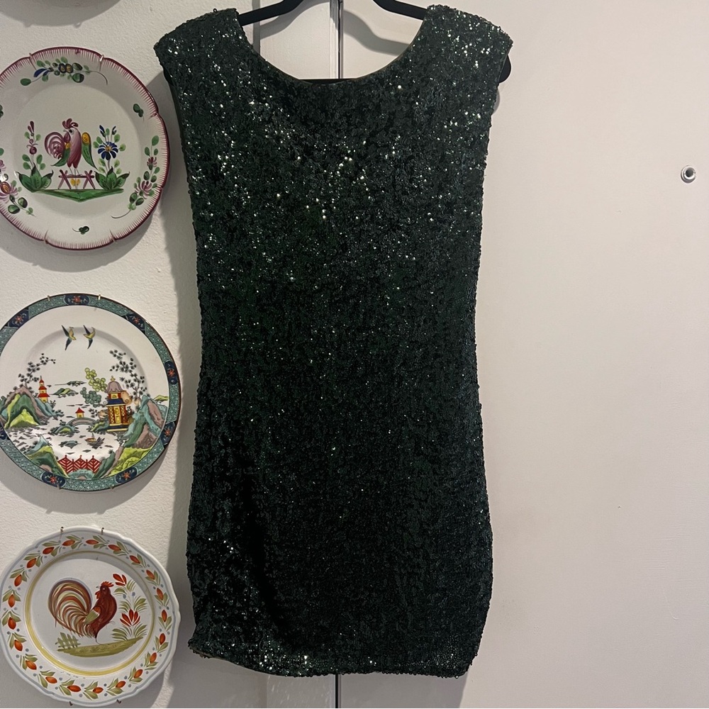 Alice and Olivia Green Sequin Mini Dress